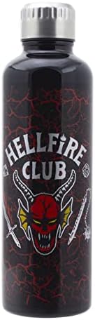 Faladone Stranger Things Hellfire Club Club בקבוק מים מתכת | סרטי אימה סחורה מפלדת אל חלד עם מכסה | 500